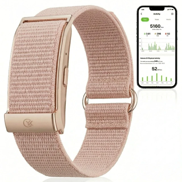 Main image of Smart Bracelet Health and Fitness Tracker No Subscription Fees Pink | Heart Rate,Sleep,SpO2,HRV,Menstrual Cycle,No Screen,IP68 Waterproof,Comfort-Lightweight,35-day Battery Life,Band