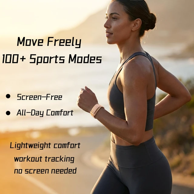 Alt view image 2 of 7 - Smart Bracelet Health and Fitness Tracker No Subscription Fees Pink | Heart Rate,Sleep,SpO2,HRV,Menstrual Cycle,No Screen,IP68 Waterproof,Comfort-Lightweight,35-day Battery Life,Band