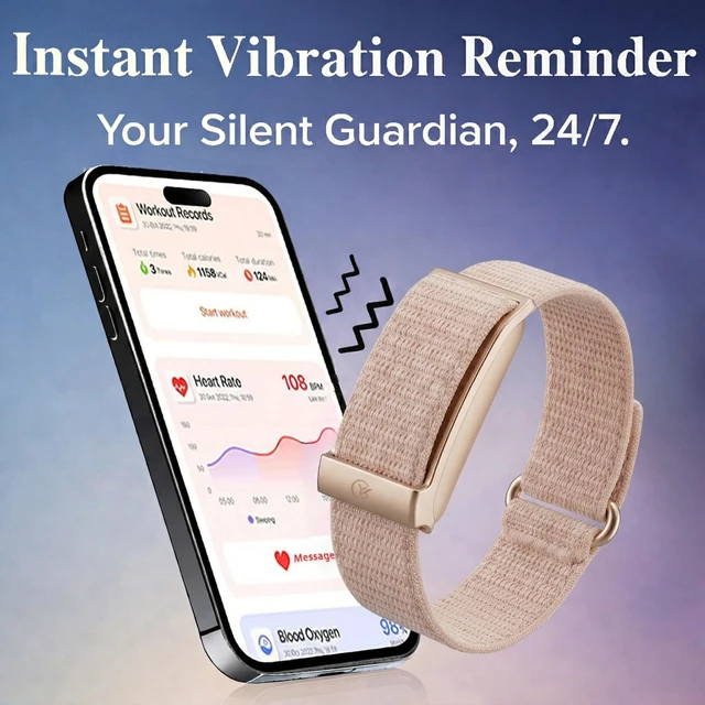 Alt view image 7 of 7 - Smart Bracelet Health and Fitness Tracker No Subscription Fees Pink | Heart Rate,Sleep,SpO2,HRV,Menstrual Cycle,No Screen,IP68 Waterproof,Comfort-Lightweight,35-day Battery Life,Band