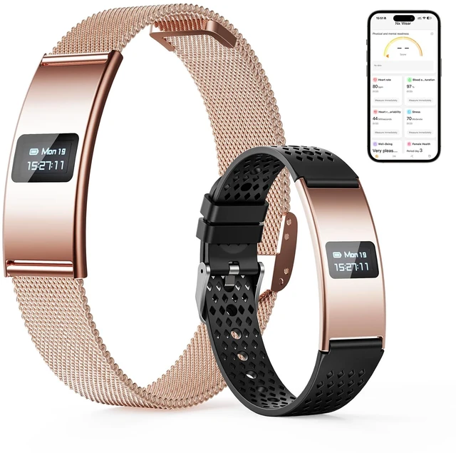 Main image of Smart Bracelet, Subscription-Free 24/7 Health Tracking | Heart Rate, SpO2, HRV & Sleep Tracker with IPX8 Waterproof, Wearable Activity & Fitness Tracker, 7-Day Battery, 2 Bands