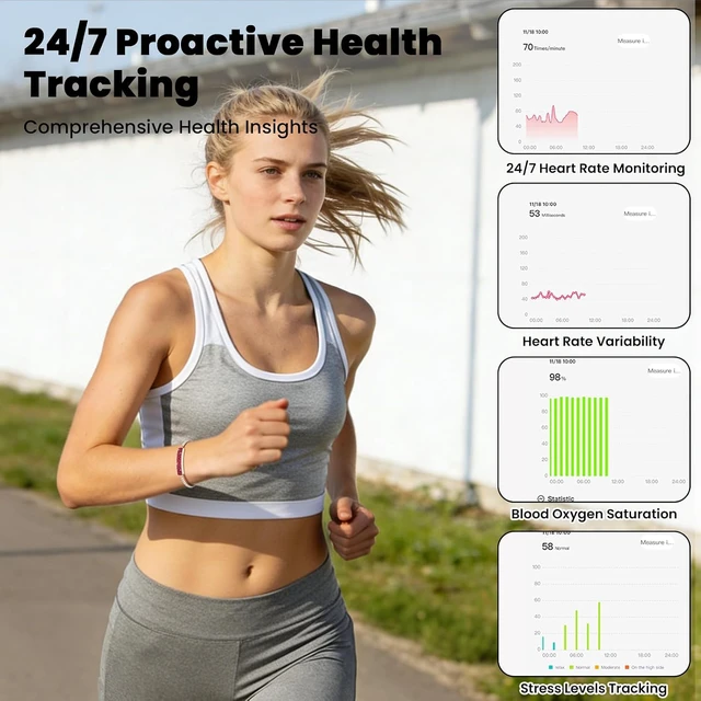 Alt view image 4 of 7 - Smart Bracelet for Women | Screenless Jewelry Fitness Tracker with Sleep, Heart Rate, Stress & Steps Tracking, 7-Day Battery, Waterproof, Red