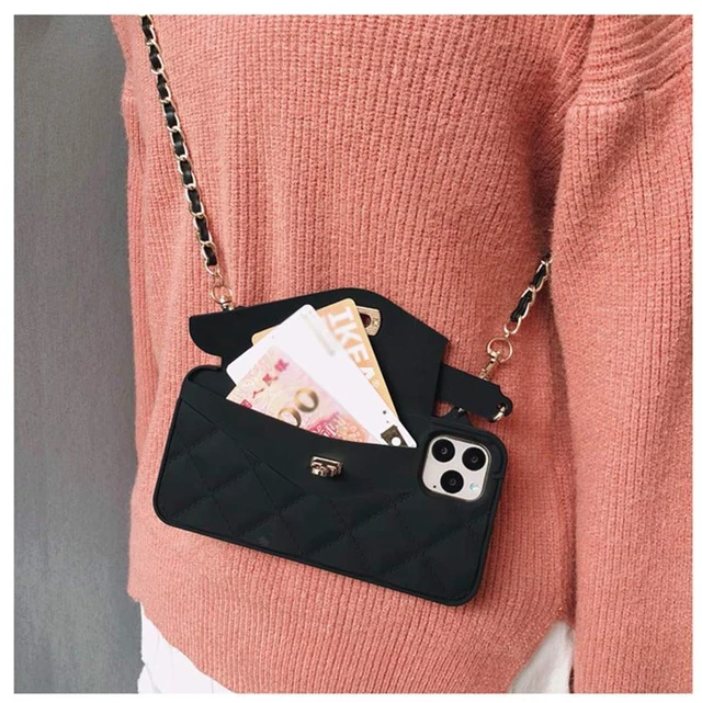 Alt view image 2 of 7 - Wallet Case Compatible with iPhone 14 Pro Max, Cute Light Luxury Bag Design, Purse Flip Card Pouch Cover Soft Silicone Case with Handstrap Long Shoulder Strap (Black, iPhone 14 Pro Max)