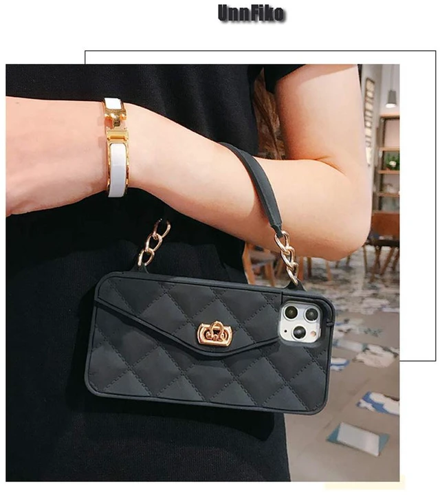 Alt view image 3 of 7 - Wallet Case Compatible with iPhone 14 Pro Max, Cute Light Luxury Bag Design, Purse Flip Card Pouch Cover Soft Silicone Case with Handstrap Long Shoulder Strap (Black, iPhone 14 Pro Max)
