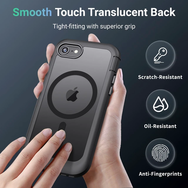 Alt view image 5 of 7 - Magnetic for iPhone SE Case 3rd/2rd,iPhone 8/7 Case 4.7''-Black | Compatible with MagSafe,Military Grade Drop Protection,Translucent Matte,Non-Slip,Shockproof 2-Layer Durable Bumper Case
