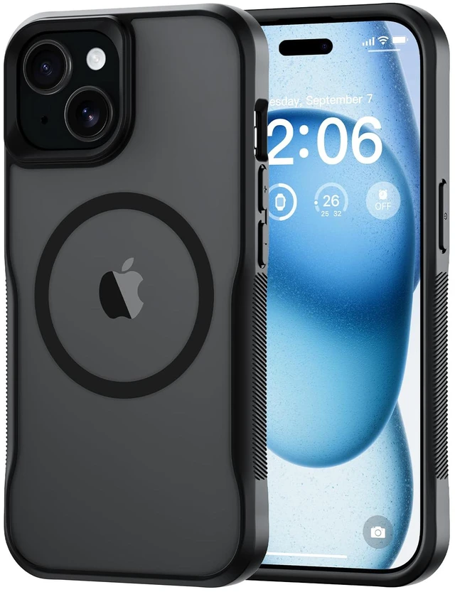 Main image of for iPhone 15 Case,Compatible with MagSafe,Translucent Matte Shockproof Anti-Slip Anti-Fingerprint Pocket-Friendly Phone Case for iPhone 15 (Black)