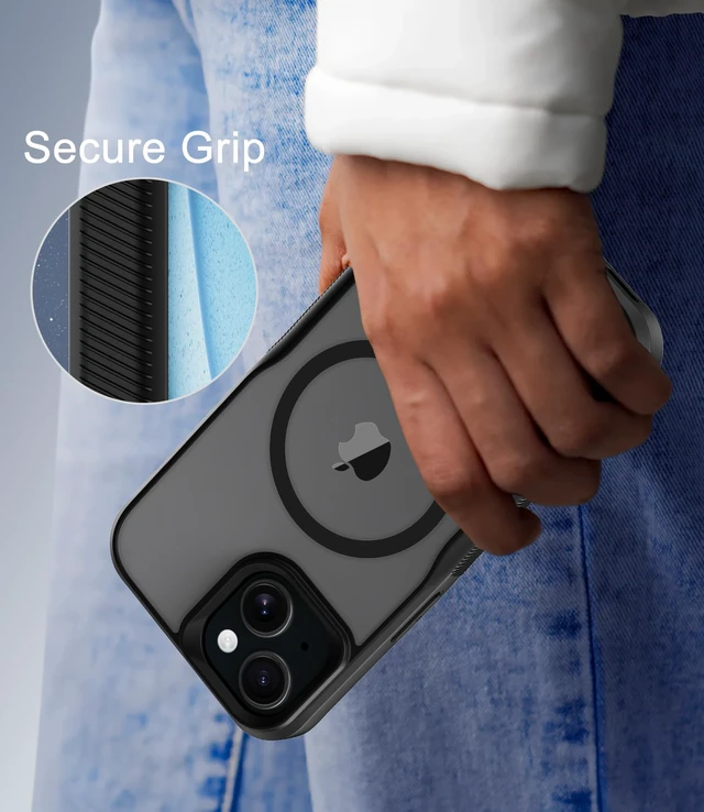 Alt view image 4 of 7 - for iPhone 15 Case,Compatible with MagSafe,Translucent Matte Shockproof Anti-Slip Anti-Fingerprint Pocket-Friendly Phone Case for iPhone 15 (Black)