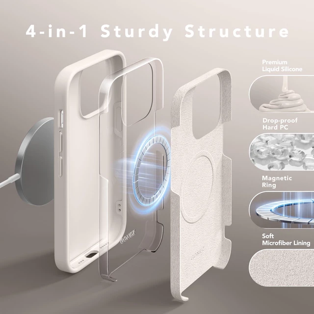 Alt view image 4 of 7 - Magnetic for iPhone 14 Pro Case, Silicone Cover Stone | Compatible with MagSafe, Screen Protector, Microfiber Lining, 3 Layers Soft Gel Rubber Shockproof Slim 6.1"