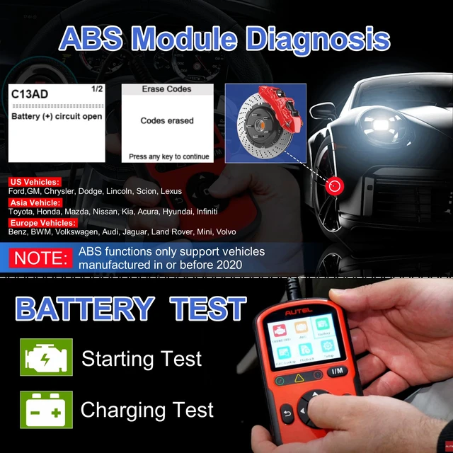 Alt view image 5 of 7 - AL549 OBD2 Scanner Code Reader with ABS Diagnostic & Battery Test | Enhanced Check & Reset Engine Fault Code, Live Data, Freeze Frame, CAN Car Diagnostic Scan Tool for All OBDII Car After 1996