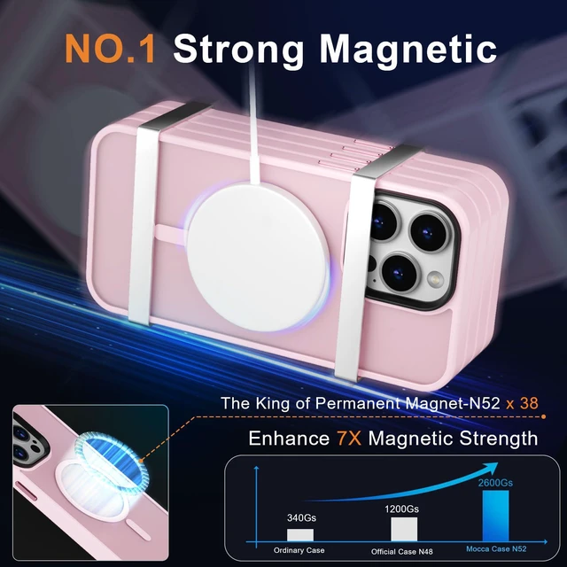 Alt view image 3 of 7 - Magnetic Shockproof for iPhone 13 Pro Max Case,Pink | 10ft Drop | Compatible with MagSafe | w/ Screen & Lens Protectors | Anti-Slip Matte | Raised Camera & Screen Lip | Ultra-Slim