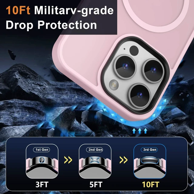 Alt view image 4 of 7 - Magnetic Shockproof for iPhone 13 Pro Max Case,Pink | 10ft Drop | Compatible with MagSafe | w/ Screen & Lens Protectors | Anti-Slip Matte | Raised Camera & Screen Lip | Ultra-Slim