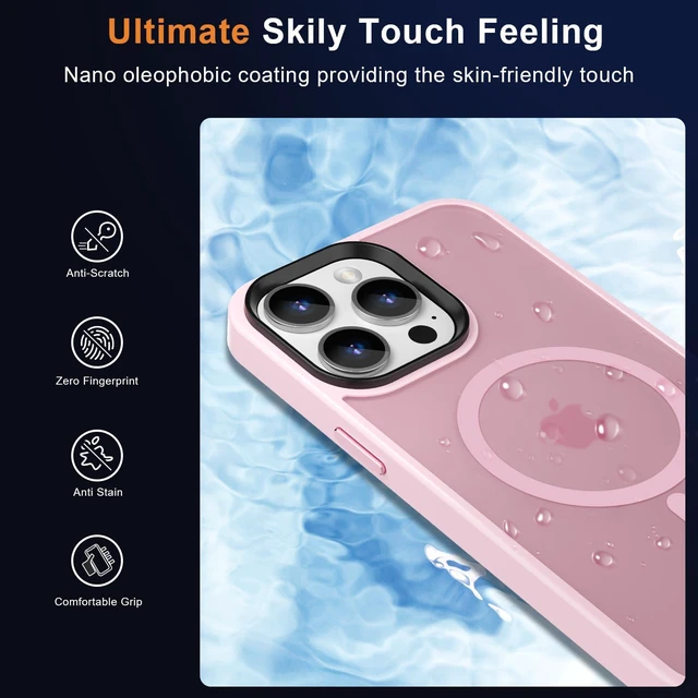 Alt view image 6 of 7 - Magnetic Shockproof for iPhone 13 Pro Max Case,Pink | 10ft Drop | Compatible with MagSafe | w/ Screen & Lens Protectors | Anti-Slip Matte | Raised Camera & Screen Lip | Ultra-Slim