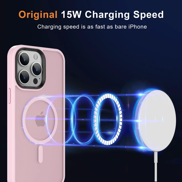 Alt view image 7 of 7 - Magnetic Shockproof for iPhone 13 Pro Max Case,Pink | 10ft Drop | Compatible with MagSafe | w/ Screen & Lens Protectors | Anti-Slip Matte | Raised Camera & Screen Lip | Ultra-Slim