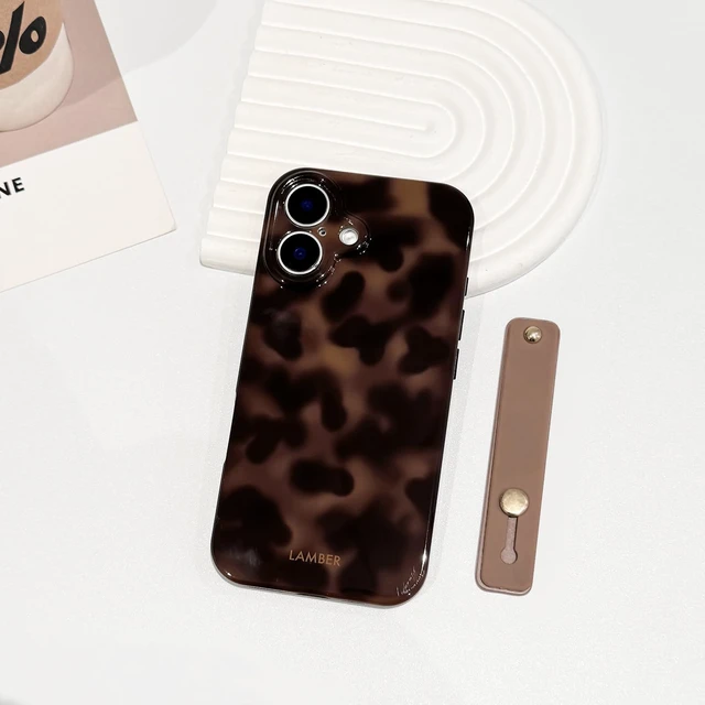 Alt view image 7 of 7 - Compatible with iPhone 16 Case Cute Leopard Tortoise Wrist - Brown | Strap design, Aesthetic amber, For girls women men, Girly, Soft TPU, Full camera lens, Protective, Shockproof phone cover