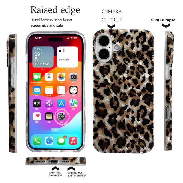 Alt view image 5 of 7 - Compatible with iPhone 16 Case,Luxury Sparkle Translucent Clear Vintage Leopard Print Soft Silicone Cover for Girls Women Protective Phone Case for iPhone 16 6.1 inch Cheetah