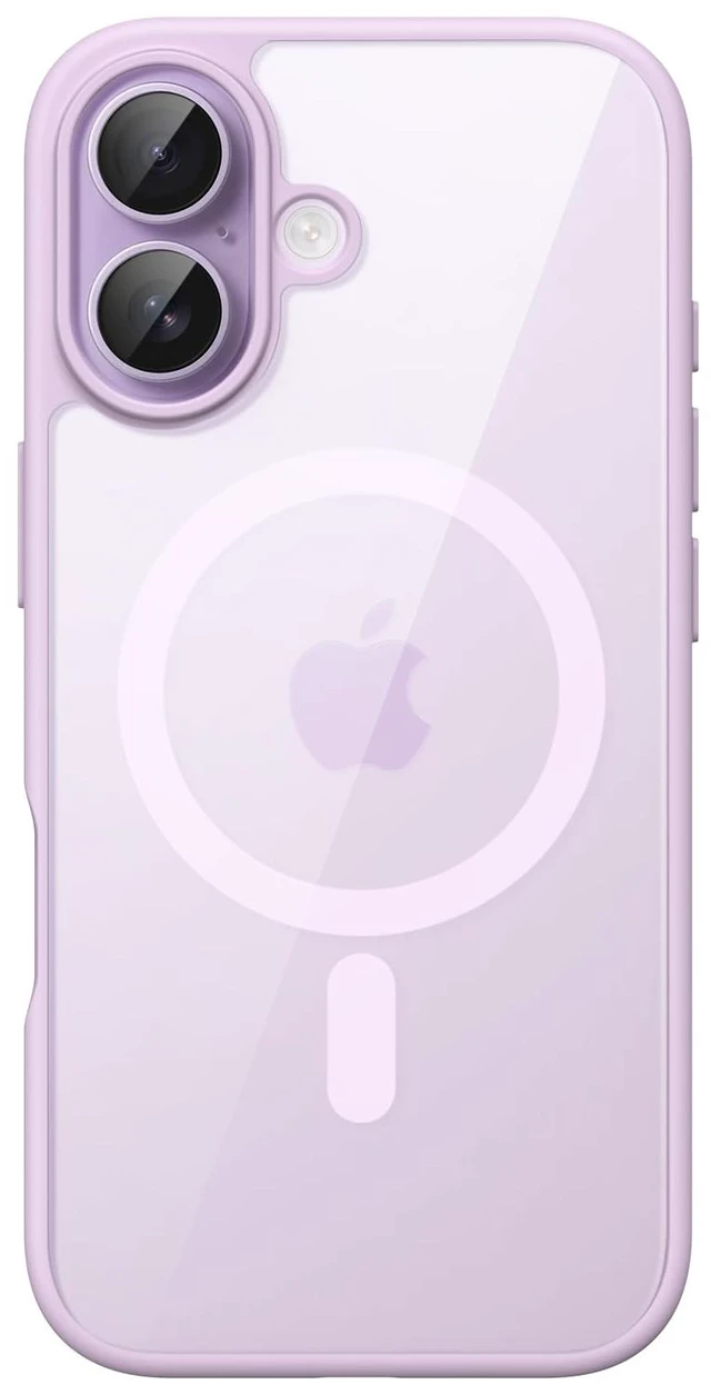 Main image of Magnetic Case for iPhone 17, Lavender | Compatible with MagSafe, Solid Color Matte TPU Frame, Clear Back, Shockproof Bumper