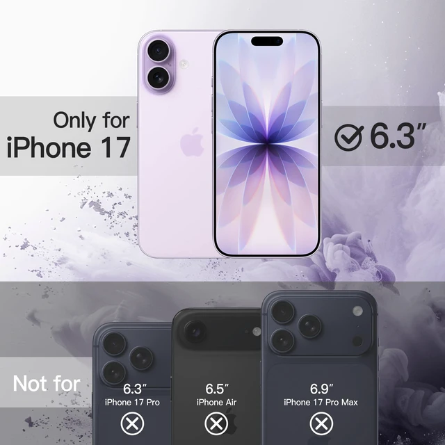 Alt view image 2 of 6 - Magnetic Case for iPhone 17, Lavender | Compatible with MagSafe, Solid Color Matte TPU Frame, Clear Back, Shockproof Bumper
