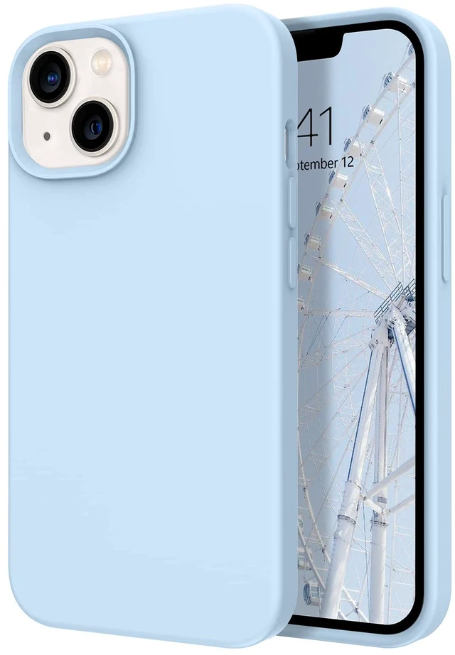 Main image of for iPhone 13 Case Smooth Liquid Silicone Soft Gel Rubber Microfiber Lining Cushion Cover Shockproof Protective Phone Cases Compatible with iPhone 13- Light Blue