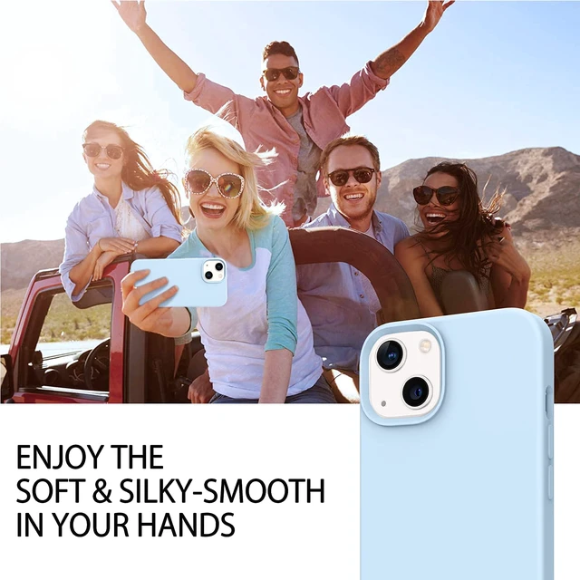 Alt view image 3 of 7 - for iPhone 13 Case Smooth Liquid Silicone Soft Gel Rubber Microfiber Lining Cushion Cover Shockproof Protective Phone Cases Compatible with iPhone 13- Light Blue