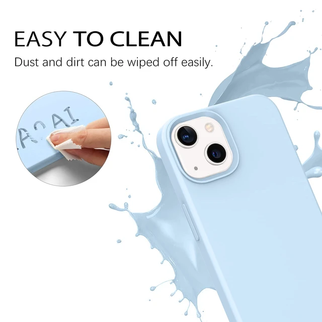 Alt view image 4 of 7 - for iPhone 13 Case Smooth Liquid Silicone Soft Gel Rubber Microfiber Lining Cushion Cover Shockproof Protective Phone Cases Compatible with iPhone 13- Light Blue