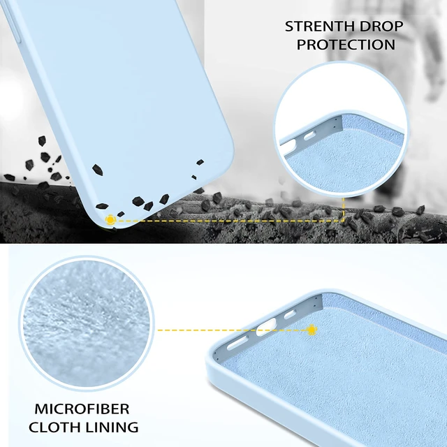 Alt view image 5 of 7 - for iPhone 13 Case Smooth Liquid Silicone Soft Gel Rubber Microfiber Lining Cushion Cover Shockproof Protective Phone Cases Compatible with iPhone 13- Light Blue