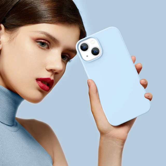 Alt view image 6 of 7 - for iPhone 13 Case Smooth Liquid Silicone Soft Gel Rubber Microfiber Lining Cushion Cover Shockproof Protective Phone Cases Compatible with iPhone 13- Light Blue