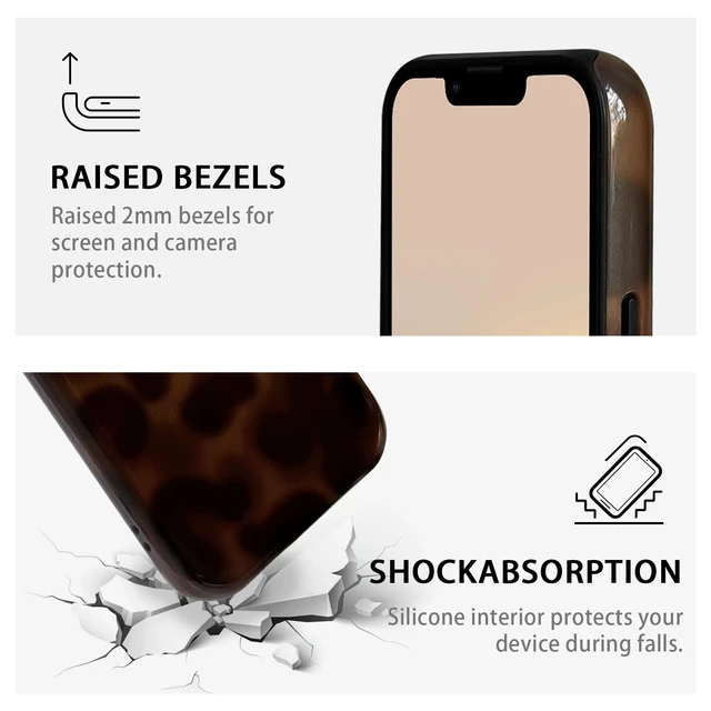 Alt view image 5 of 7 - for iPhone 13/14 Case Magnetic Cute Leopard - Brown | Compatible with MagSafe, Amber tortoise pattern, For women men girls boys, Soft TPU hard PC back, Shockproof, Waterproof