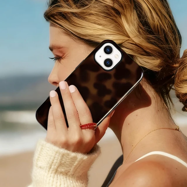 Alt view image 7 of 7 - for iPhone 13/14 Case Magnetic Cute Leopard - Brown | Compatible with MagSafe, Amber tortoise pattern, For women men girls boys, Soft TPU hard PC back, Shockproof, Waterproof
