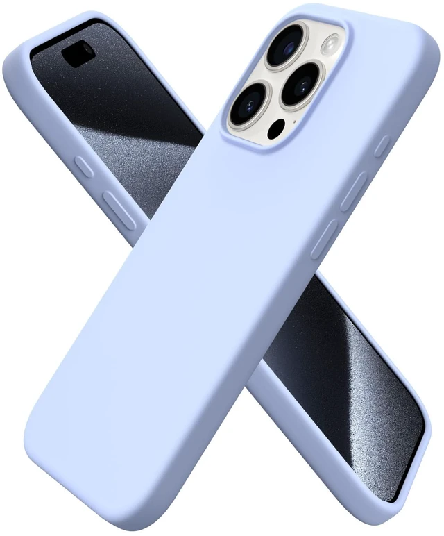 Main image of Compatible with iPhone 15 Pro Case 6.1", Liquid Silicone 3 Layers Full Covered Soft Gel Rubber Cover, Shockproof Protective Slim Phone Case with Anti-Scratch Microfiber Lining-Baby Blue