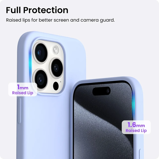 Alt view image 4 of 6 - Compatible with iPhone 15 Pro Case 6.1", Liquid Silicone 3 Layers Full Covered Soft Gel Rubber Cover, Shockproof Protective Slim Phone Case with Anti-Scratch Microfiber Lining-Baby Blue