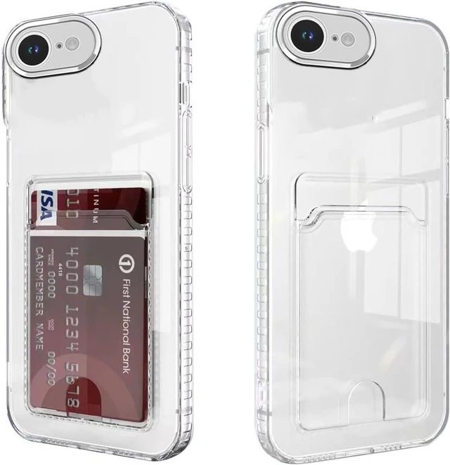 Main image of Compatible with iPhone 16e/iPhone 17e Case with Card Holder, Clear Card Slot case, Ultra-Thin, Soft, Shockproof, Credit Card Protective Cover