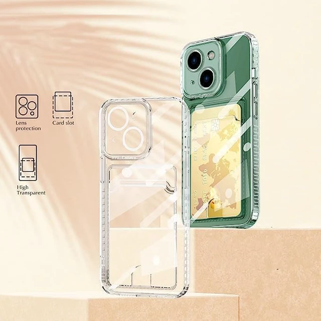 Alt view image 3 of 6 - Compatible with iPhone 16e/iPhone 17e Case with Card Holder, Clear Card Slot case, Ultra-Thin, Soft, Shockproof, Credit Card Protective Cover