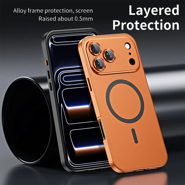 Alt view image 4 of 7 - for iPhone Case,Compatible with MagSafe,Magnetic Luxury 2 in 1 Aluminum Metal Frame PC Backboard,Slim Fit Military Grade Drop Protection Shockproof Phone Case (Silver,iPhone 17 Pro Max)