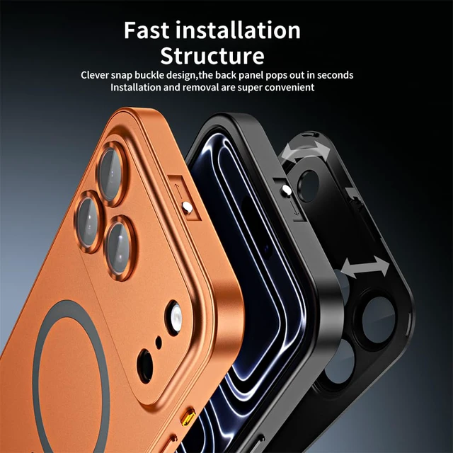 Alt view image 5 of 7 - for iPhone Case,Compatible with MagSafe,Magnetic Luxury 2 in 1 Aluminum Metal Frame PC Backboard,Slim Fit Military Grade Drop Protection Shockproof Phone Case (Silver,iPhone 17 Pro Max)