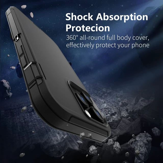 Alt view image 3 of 7 - Case Compatible with iPhone 14 Pro Max, Heavy Duty Protective Black Phone Case, Full Body Shockproof Durable Silicone Rubber with Hard PC Rugged Sturdy Phone Cover for 14 Pro Max 6.7 Inch. (Black)