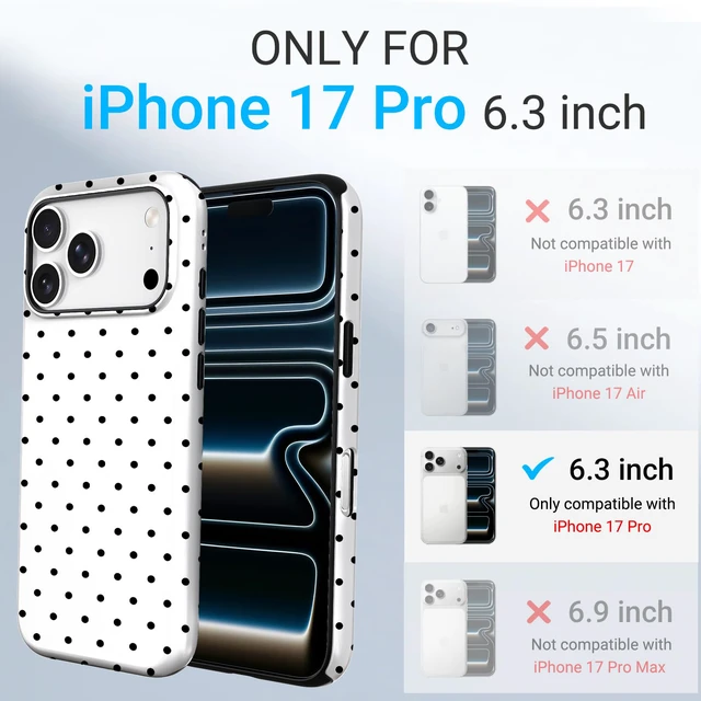 Alt view image 2 of 6 - TPU Phone Case for iPhone 17 Pro, MagSafe Wireless Charging Compatible, Shockproof Slim Fit Protective Cover with Anti-Yellowing & Raised Camera Protection (Polka dot 8, iPhone 17 Pro(6.3"))