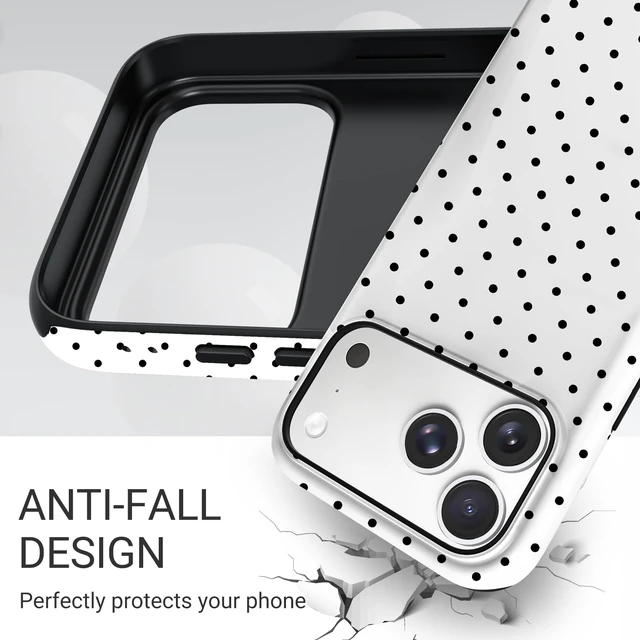 Alt view image 5 of 6 - TPU Phone Case for iPhone 17 Pro, MagSafe Wireless Charging Compatible, Shockproof Slim Fit Protective Cover with Anti-Yellowing & Raised Camera Protection (Polka dot 8, iPhone 17 Pro(6.3"))