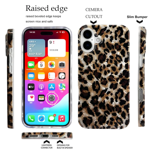 Alt view image 5 of 7 - Compatible with iPhone 16 Plus Case,Luxury Sparkle Translucent Clear Vintage Leopard Print Soft Silicone Cover for Girls Women Protective Phone Case for iPhone 16 Plus 6.7 inch Cheetah