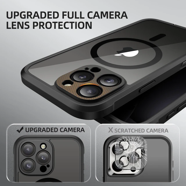 Alt view image 5 of 7 - for iPhone 16 Pro Max Case, Compatible with Magsafe, Black | Built-in Privacy Screen Protector, Full Camera Protection, Shockproof Full Body Magnetic Clear Phone Case 6.9"
