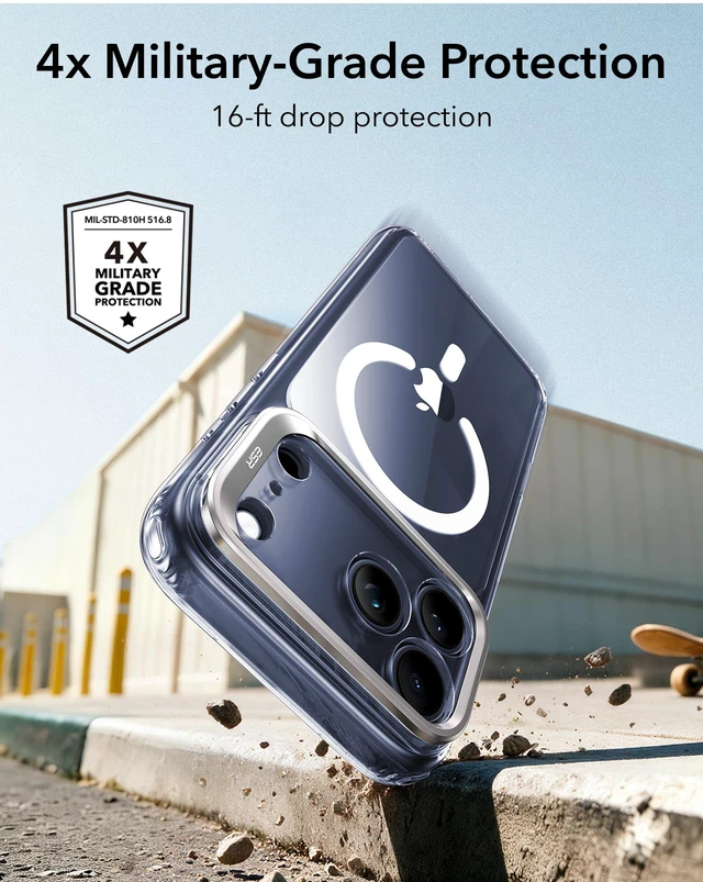 Alt view image 5 of 7 - for iPhone 17 Pro Max Case Flex Stand, for MagSafe, Clear | Anti-Yellowing, 3X Military-Grade Drop Protection, Magnetic Phone Case, Shockproof Air Guard Corners, Resists Scratches