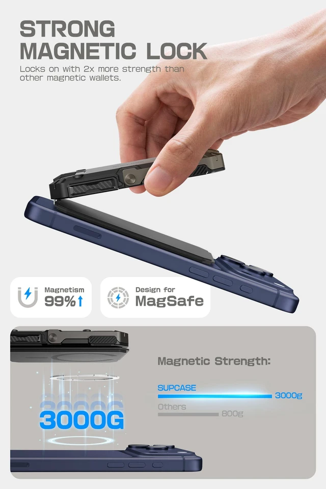 Alt view image 2 of 7 - for MagSafe Wallet with Adjustable Stand, Hold 5 Cards, Black | RFID Blocking, Strong Magnetic Lock, Magnetic Wallet for Men, Phone Card Holder Tripod for iPhone 17/16/15/14/13/12 Series