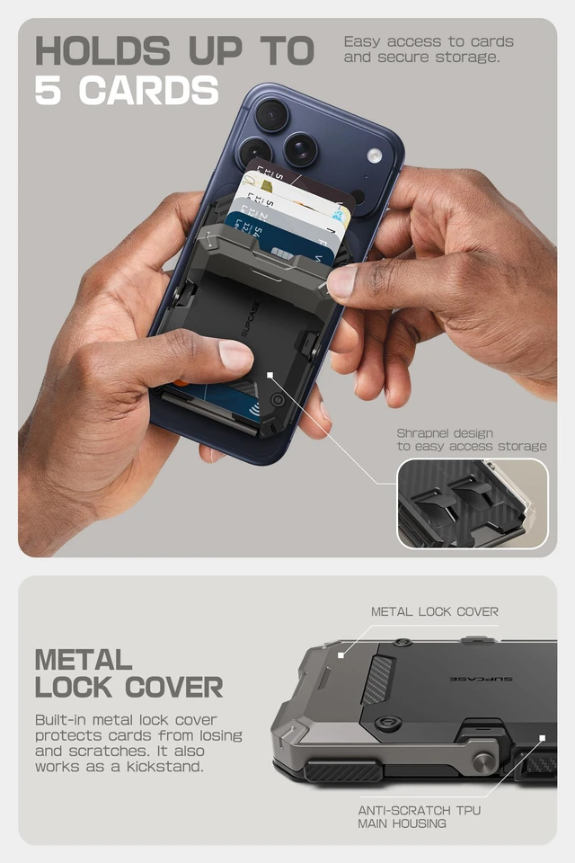 Alt view image 4 of 7 - for MagSafe Wallet with Adjustable Stand, Hold 5 Cards, Black | RFID Blocking, Strong Magnetic Lock, Magnetic Wallet for Men, Phone Card Holder Tripod for iPhone 17/16/15/14/13/12 Series