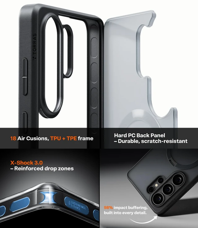 Alt view image 6 of 7 - Q3 Spin for Samsung Galaxy S26 Ultra Case with 360 Magnetic Stand | Compatible with Magsafe, 4X Military-Grade Shockproof S26 Ultra Phone Case with Kickstand, Translucent Frosted Black