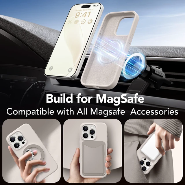Alt view image 3 of 7 - Magnetic for iPhone 16 Pro Case, Silicone Cover Stone | Compatible with MagSafe, Camera Button & Screen Protector, Microfiber Lining, 3 Layers Soft Gel Rubber Shockproof Slim 6.3"