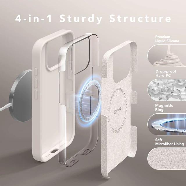 Alt view image 5 of 7 - Magnetic for iPhone 16 Pro Case, Silicone Cover Stone | Compatible with MagSafe, Camera Button & Screen Protector, Microfiber Lining, 3 Layers Soft Gel Rubber Shockproof Slim 6.3"