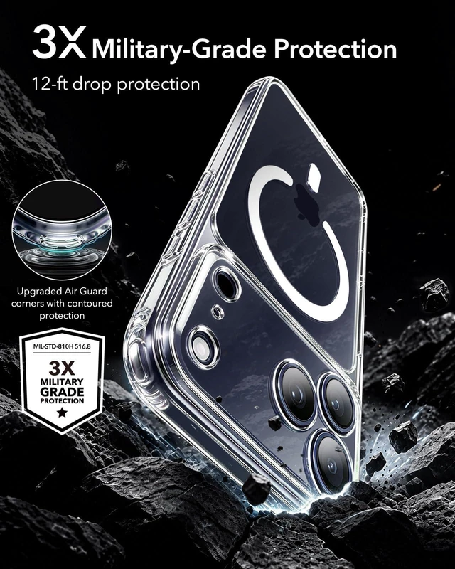 Alt view image 4 of 7 - for iPhone 17 Pro Case for MagSafe, Camera Control, Clear | Anti-Yellowing, Ultra Slim, 3X Military-Grade Drop Protection, Magnetic Phone Case, Impact Absorbing
