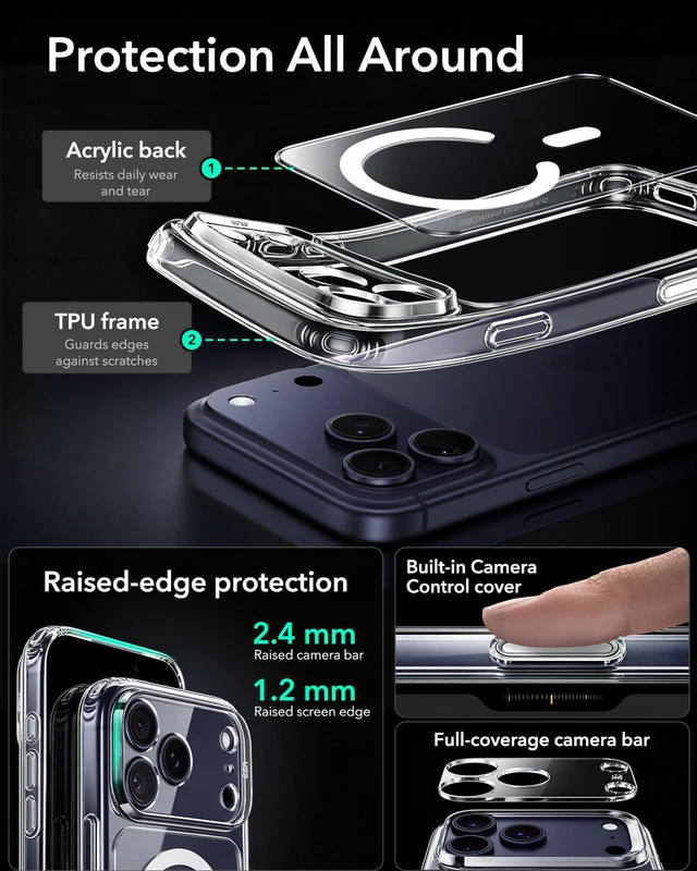 Alt view image 5 of 7 - for iPhone 17 Pro Case for MagSafe, Camera Control, Clear | Anti-Yellowing, Ultra Slim, 3X Military-Grade Drop Protection, Magnetic Phone Case, Impact Absorbing