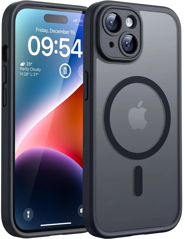 Main image of for iPhone 14 Case, Compatible with MagSafe, Black | Built-in Magnets, Full Camera & Military-Grade Protection, Anti-Slip Shockproof Translucent Matte Back Phone Cover