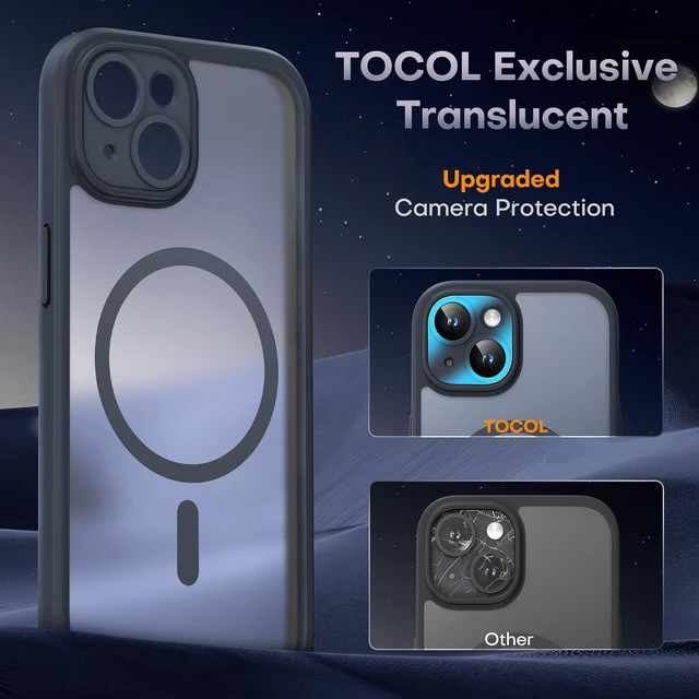 Alt view image 6 of 7 - for iPhone 14 Case, Compatible with MagSafe, Black | Built-in Magnets, Full Camera & Military-Grade Protection, Anti-Slip Shockproof Translucent Matte Back Phone Cover