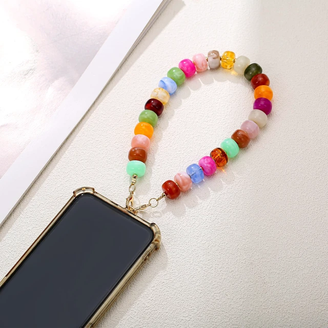 Alt view image 2 of 6 - Colorful Chunky Beaded Phone Charm Wrist Strap for Women | Cute Phone Accessories, Handmade Wristlet Strap for iPhone, Camera and Bag Decoration