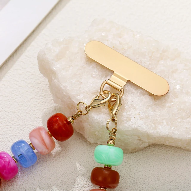 Alt view image 5 of 6 - Colorful Chunky Beaded Phone Charm Wrist Strap for Women | Cute Phone Accessories, Handmade Wristlet Strap for iPhone, Camera and Bag Decoration